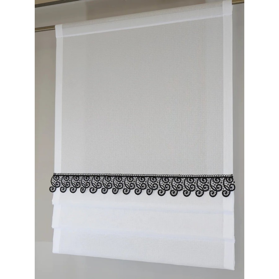 Firana panel z zakładkami i czarną gipiurą 278 – Firany – zdjęcie 5