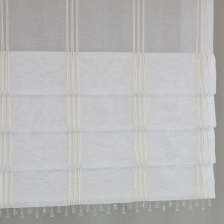 Firana panelowa z koralikami biała pionowe złote paseczki 281 – Firany – zdjęcie 1