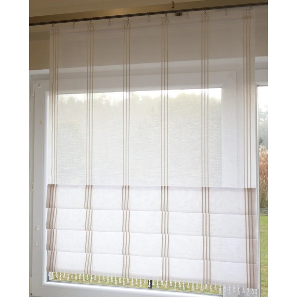 Firana panelowa z koralikami biała pionowe złote paseczki 281 – Firany – zdjęcie 3