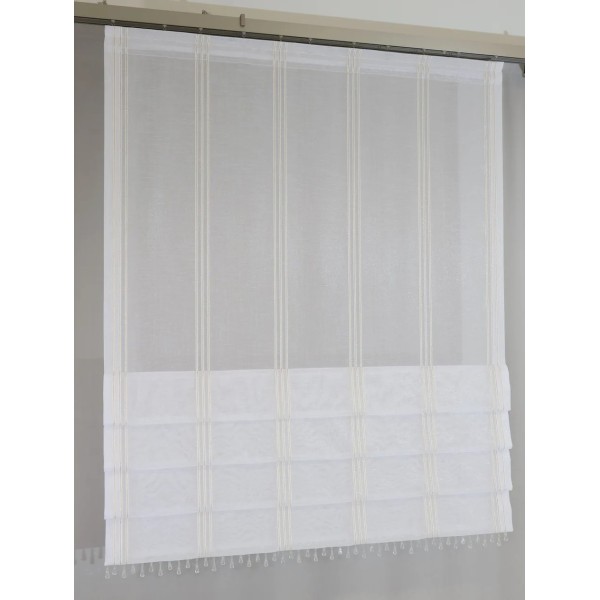 Firana panelowa z koralikami biała pionowe złote paseczki 281 – Firany – zdjęcie 4