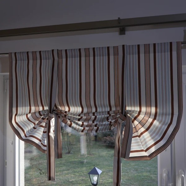 Firana lambrekin styl wiejski retro pionowe paski 289 – Firany lambrekiny – zdjęcie 2