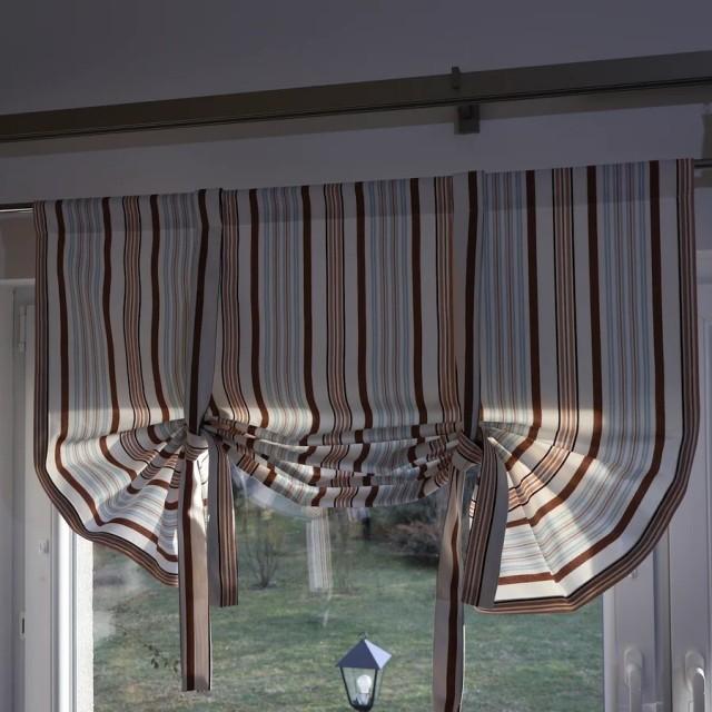 Firana lambrekin styl wiejski retro pionowe paski 289 – Firany lambrekiny – zdjęcie 2