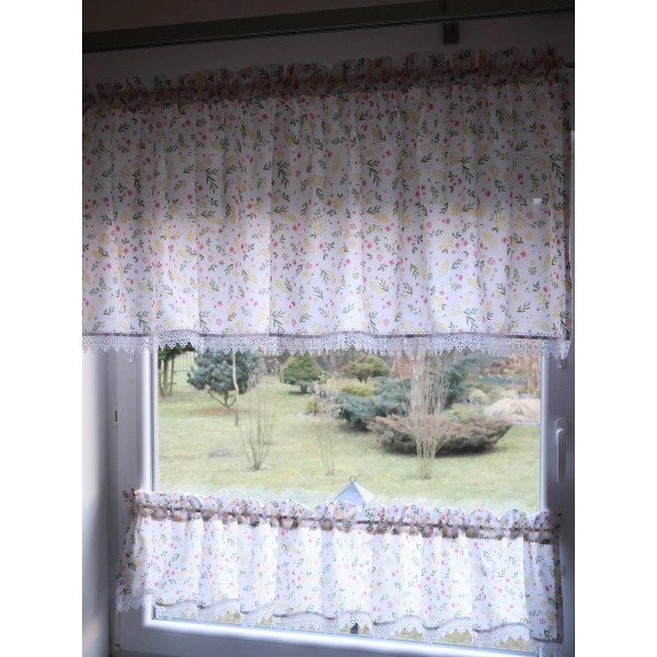 Firana komplet kuchenny kwiatuszki wiosenny 295 – Do kuchni – zdjęcie 3