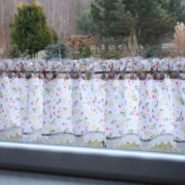 Firana zazdrostka do kuchni kolorowe kwiatki 296 – Do kuchni – zdjęcie 3
