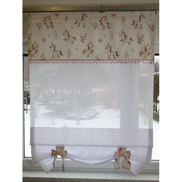 Firana panel z koralikami do pokoju dziecka w jednorożce 122 – Firany – zdjęcie 3