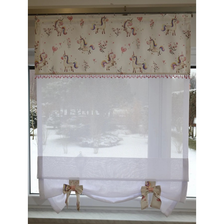 Firana panel z koralikami do pokoju dziecka w jednorożce 122 – Firany – zdjęcie 3