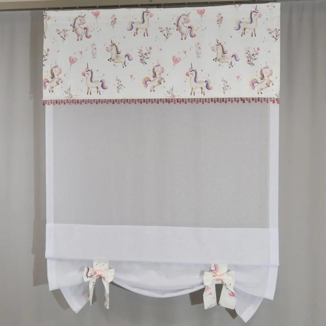 Firana panel z koralikami do pokoju dziecka w jednorożce 122 – Firany – zdjęcie 1