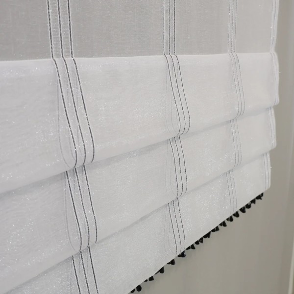 Firana panel z czarnymi koralikami połyskująca 056 – Firany – zdjęcie 2