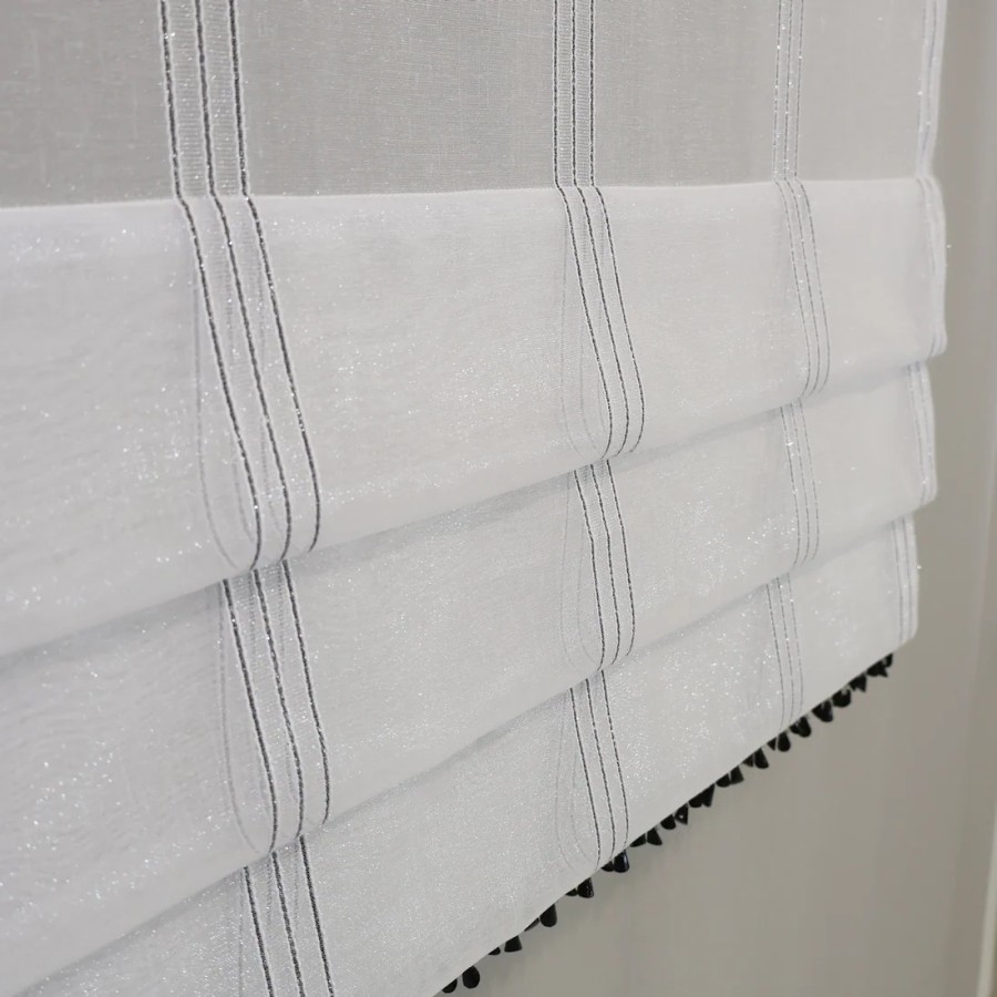 Firana panel z czarnymi koralikami połyskująca 056 – Firany – zdjęcie 2