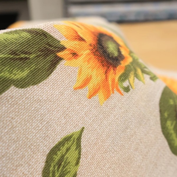 Tkanina dekoracyjna beżowa żółte słoneczniki 302 – Na metry – zdjęcie 3