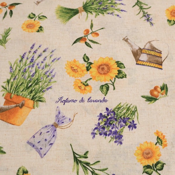 Tkanina dekoracyjna słoneczniki lawenda 303 – Na metry – zdjęcie 1