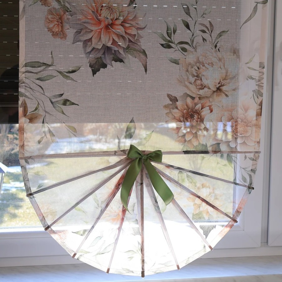 Firana panel wachlarz kwiaty naturalny wygląd 304 – Firany – zdjęcie 3