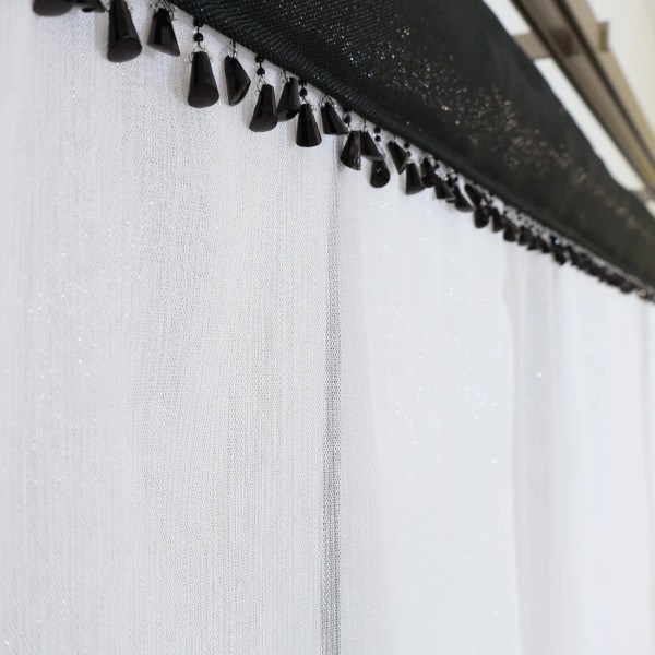 Prosta firana z czarnymi koralikami czarna lamówka 305 – Firany – zdjęcie 7