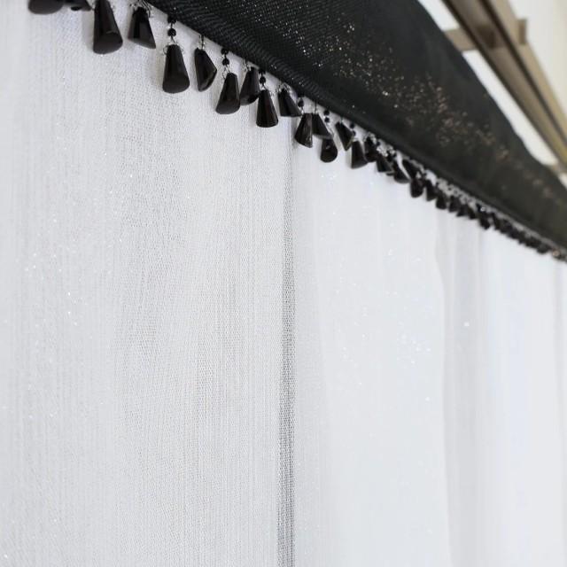 Prosta firana z czarnymi koralikami czarna lamówka 305 – Firany – zdjęcie 7