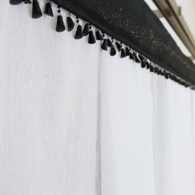 Prosta firana z czarnymi koralikami czarna lamówka 305 – Firany – zdjęcie 7