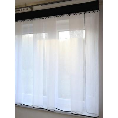 Prosta firana z czarnymi koralikami czarna lamówka 305 – Firany – zdjęcie 4