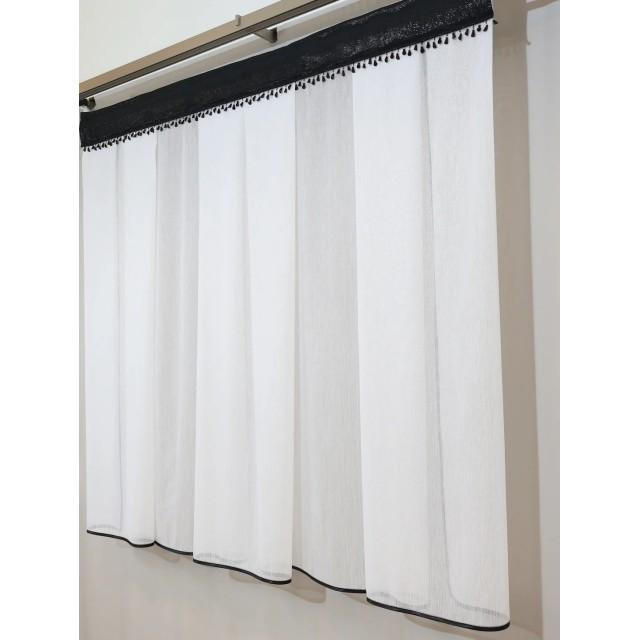 Prosta firana z czarnymi koralikami czarna lamówka 305 – Firany – zdjęcie 6