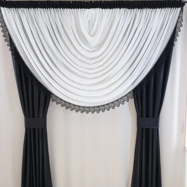 Elegancka czarna zasłona glamour z połyskiem 306 – Zasłony – zdjęcie 6