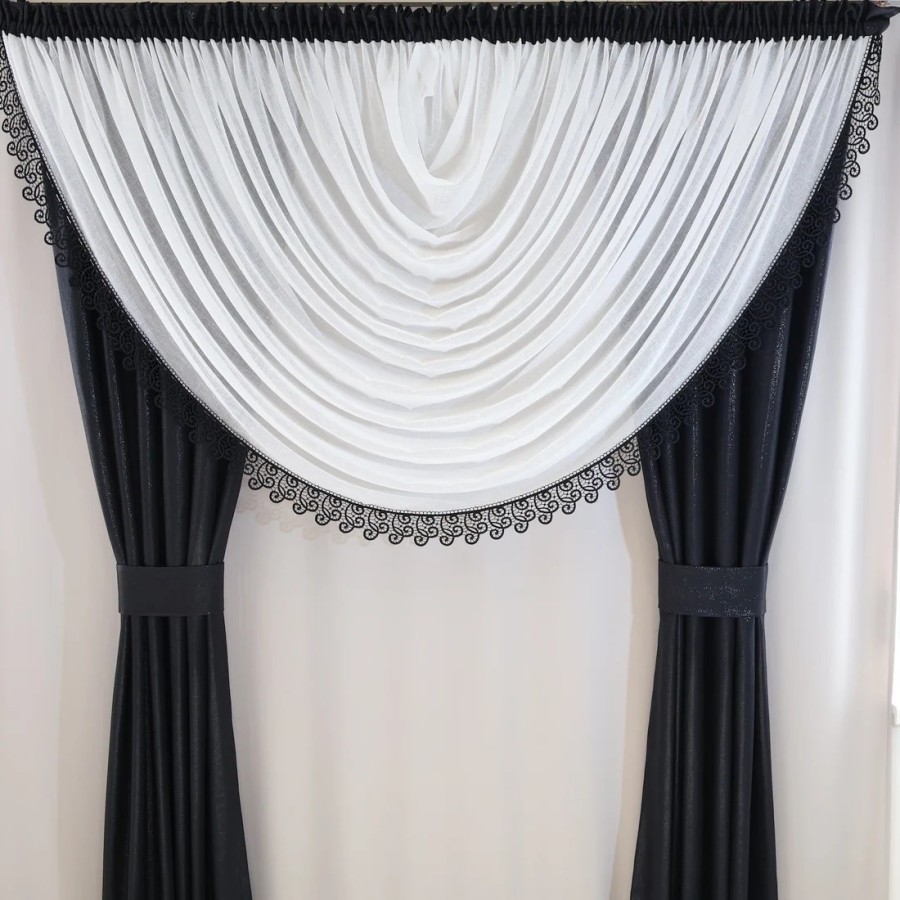 Zasłona gotowa czarna połyskująca 306 – Zasłony – zdjęcie 6