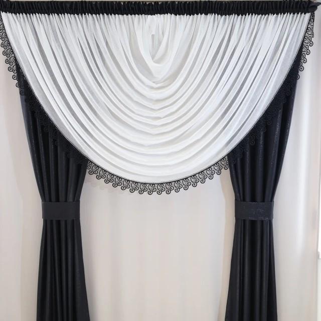 Elegancka czarna zasłona glamour z połyskiem 306 – Zasłony – zdjęcie 6