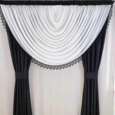 Elegancka czarna zasłona glamour z połyskiem 306 – Zasłony – zdjęcie 6