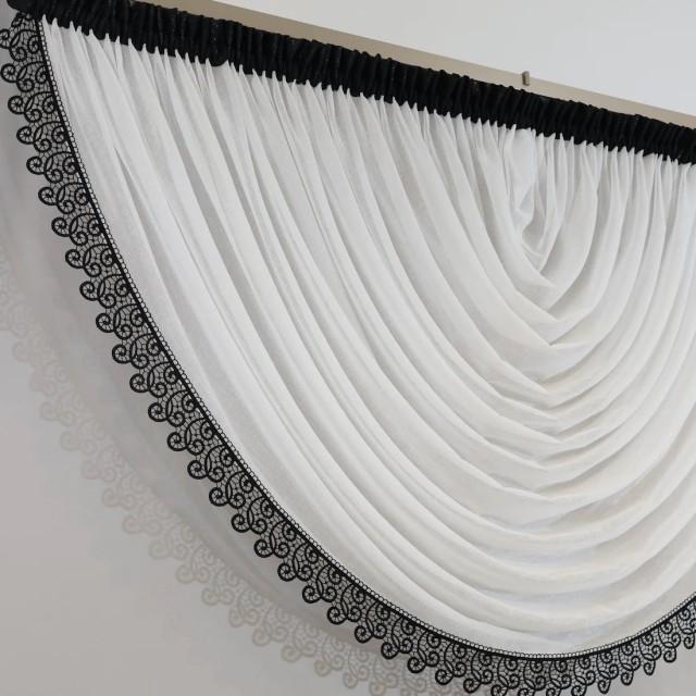 Firana woda z czarną gipiurą śmietankowy 098 – Firany – zdjęcie 1