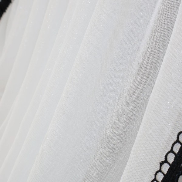 Firana woda z czarną gipiurą śmietankowy 098 – Firany – zdjęcie 3