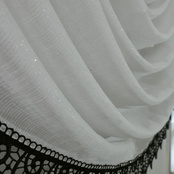 Firana woda z czarną gipiurą śmietankowy 098 – Firany – zdjęcie 4