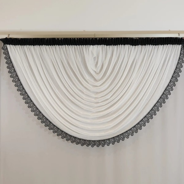 Firana woda z czarną gipiurą śmietankowy 098 – Firany – zdjęcie 2