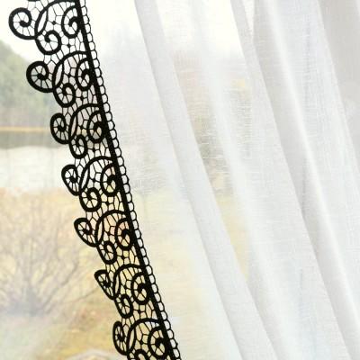 Firana woda z czarną gipiurą śmietankowy 098 – Firany – zdjęcie 5