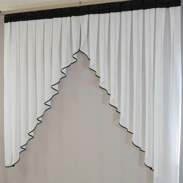 Firana skos boki kolor śmietankowo kremowy 001 – Firany – zdjęcie 1