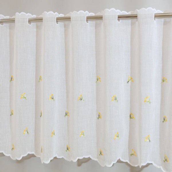 Firana do kuchni zazdrostka z haftem kwiatuszki żółte 002 – Do kuchni – zdjęcie 4