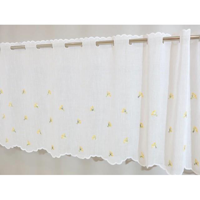 Firana do kuchni zazdrostka z haftem kwiatuszki żółte 002 – Do kuchni – zdjęcie 5