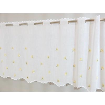 Firana do kuchni zazdrostka z haftem kwiatuszki żółte 002 – Do kuchni – zdjęcie 5