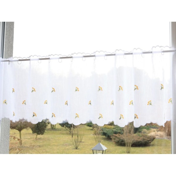 Firana do kuchni zazdrostka z haftem kwiatuszki żółte 002 – Do kuchni – zdjęcie 6