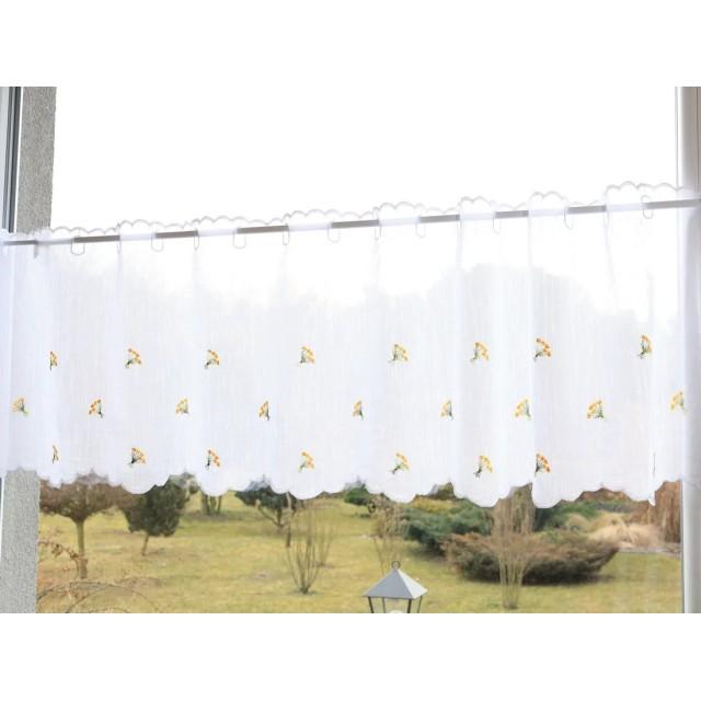 Firana do kuchni zazdrostka z haftem kwiatuszki żółte 002 – Do kuchni – zdjęcie 6