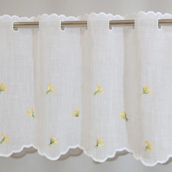 Firana do kuchni zazdrostka z haftem kwiatuszki żółte 002 – Do kuchni – zdjęcie 1