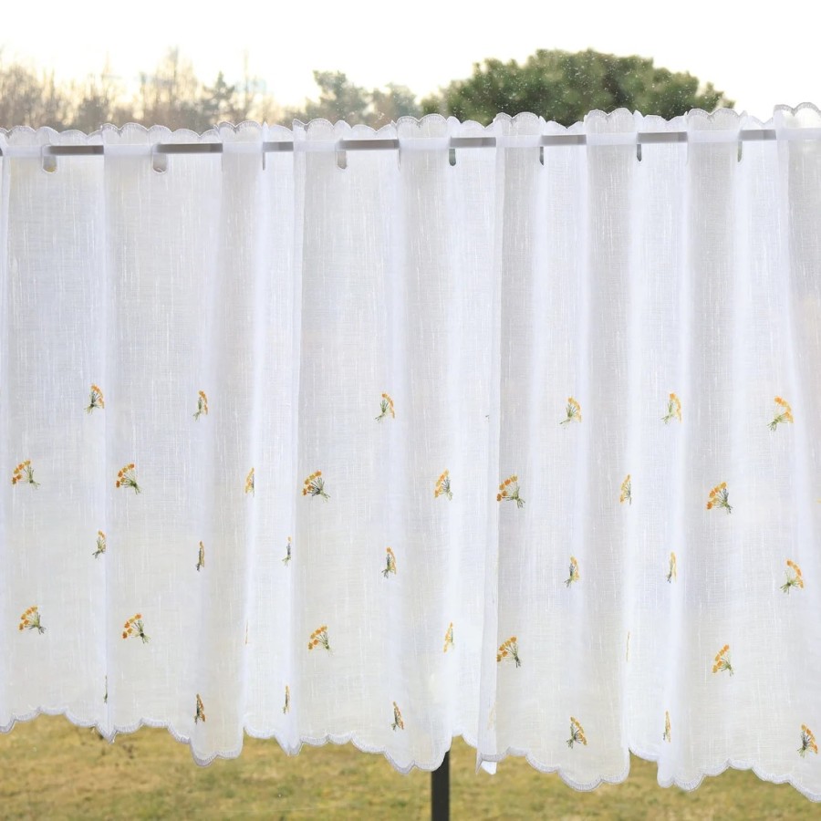 Firana do kuchni zazdrostka z haftem kwiatuszki żółte 002 – Do kuchni – zdjęcie 7