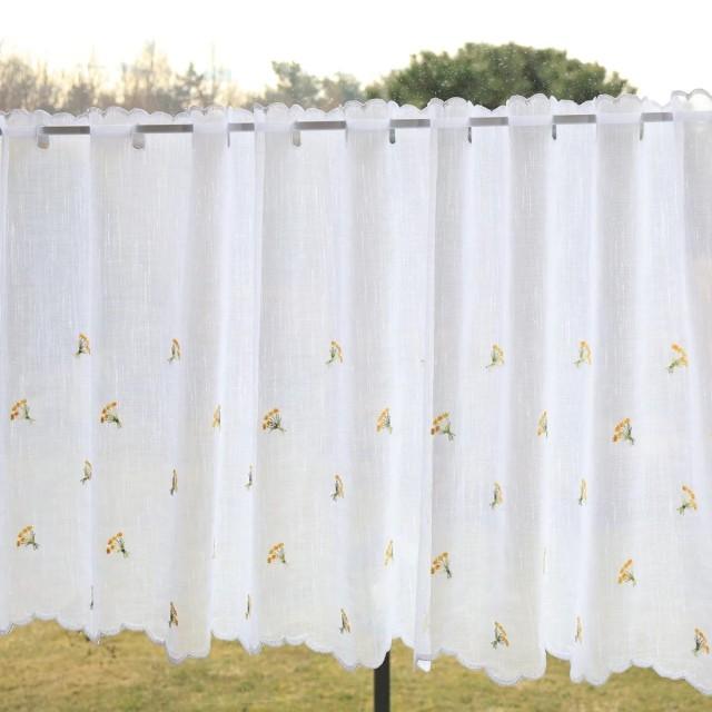 Firana do kuchni zazdrostka z haftem kwiatuszki żółte 002 – Do kuchni – zdjęcie 7