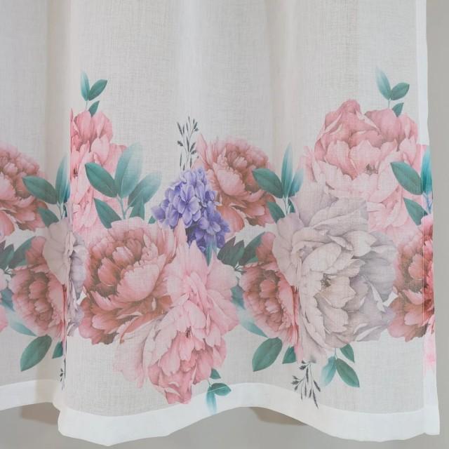 Firana w kwiaty kolorowa biały podkład PEONI 152 – Firany – zdjęcie 1