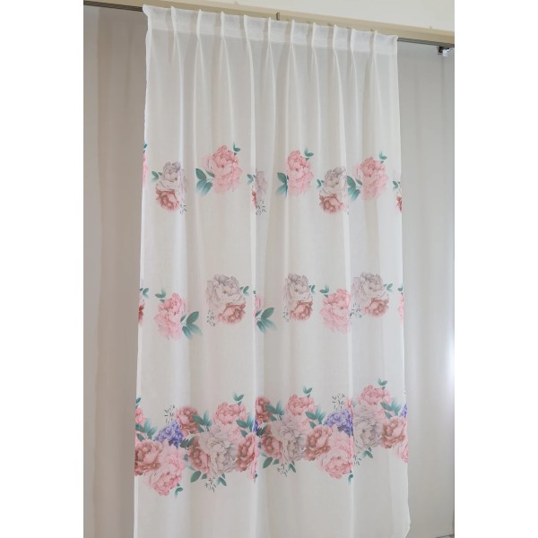 Firana w kwiaty kolorowa biały podkład PEONI 152 – Firany – zdjęcie 6