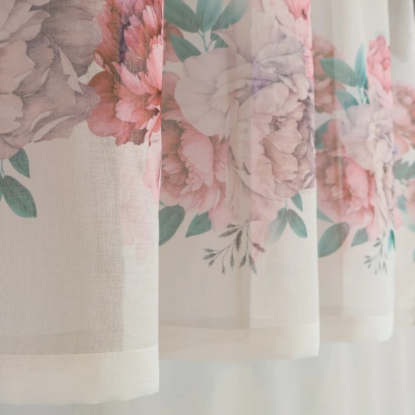 Firana w kwiaty kolorowa biały podkład PEONI 152 – Firany – zdjęcie 7