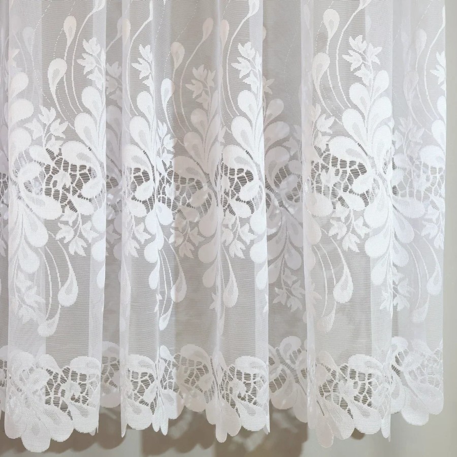 Prosta biała firana żakardowa wzór roślinny 065 – Firany – zdjęcie 1