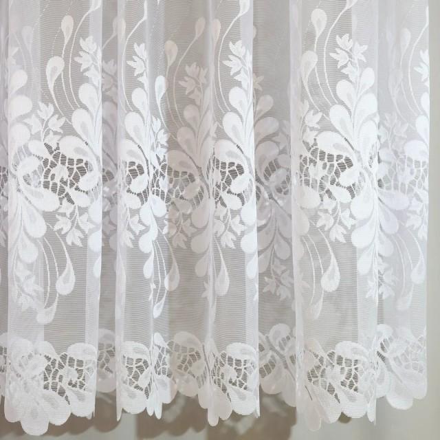 Prosta biała firana żakardowa wzór roślinny 065 – Firany – zdjęcie 1