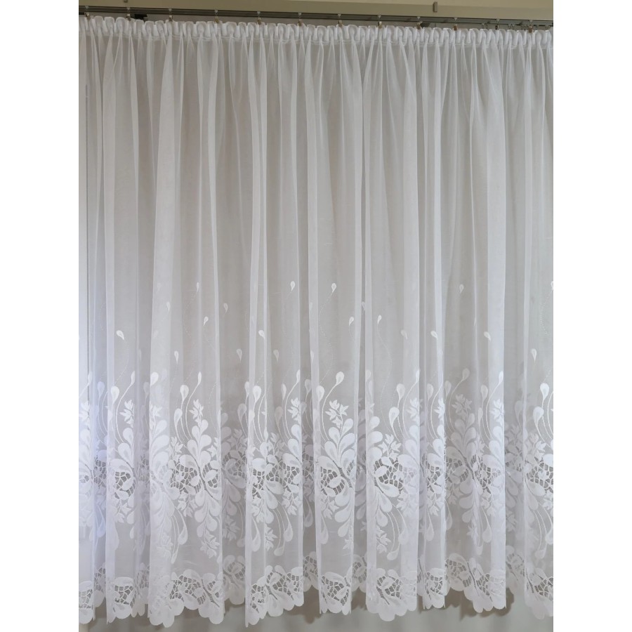 Prosta biała firana żakardowa wzór roślinny 065 – Firany – zdjęcie 4