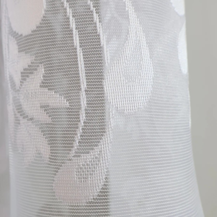 Prosta biała firana żakardowa wzór roślinny 065 – Firany – zdjęcie 5