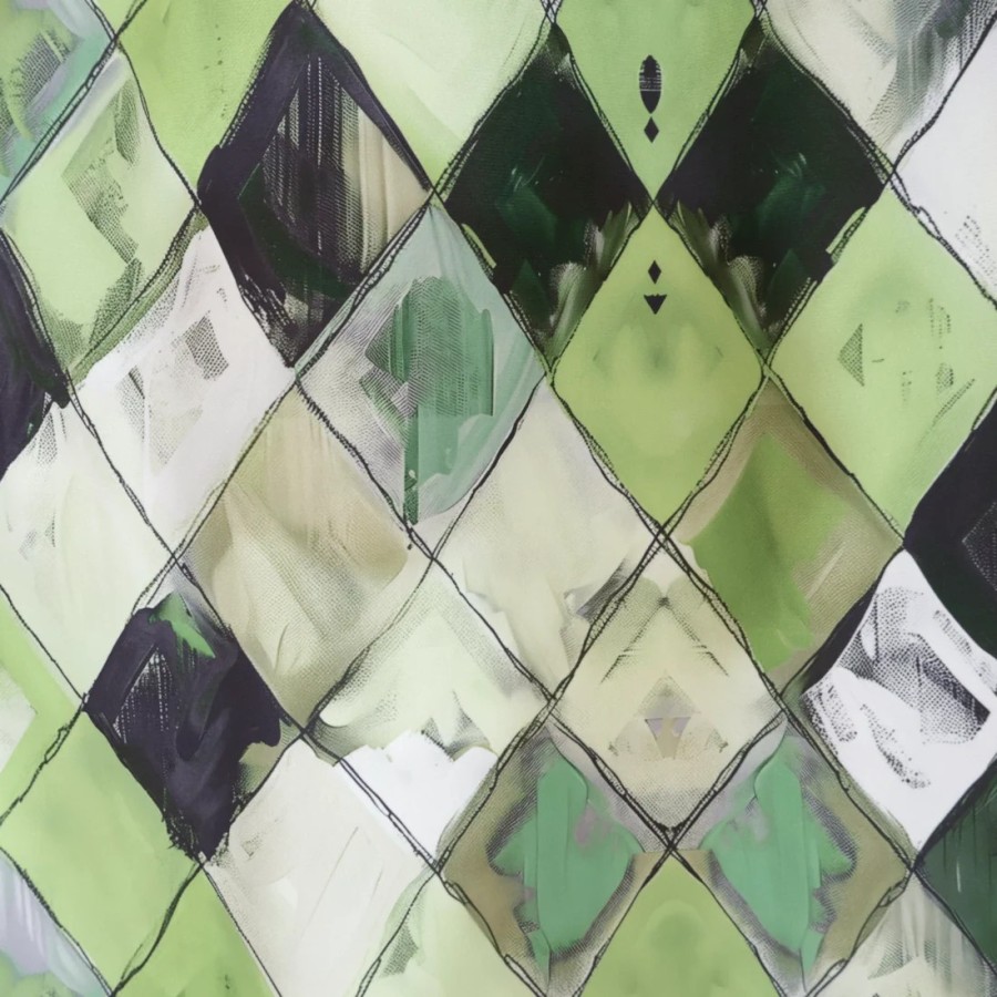 Zasłona efekt zamszu romby zielone 308 – Zasłony – zdjęcie 1