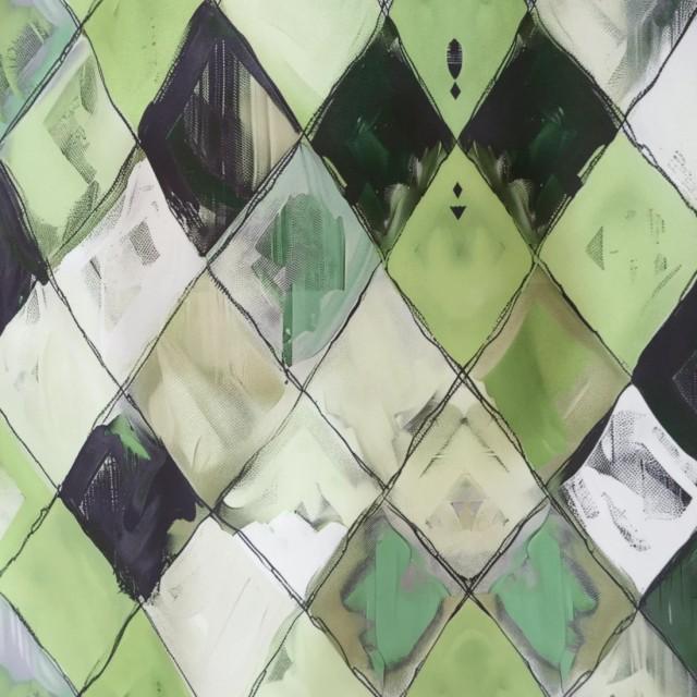 Zasłona zielona w romby – efekt zamszu, nowoczesny wzór 308 – Zasłony – zdjęcie 1