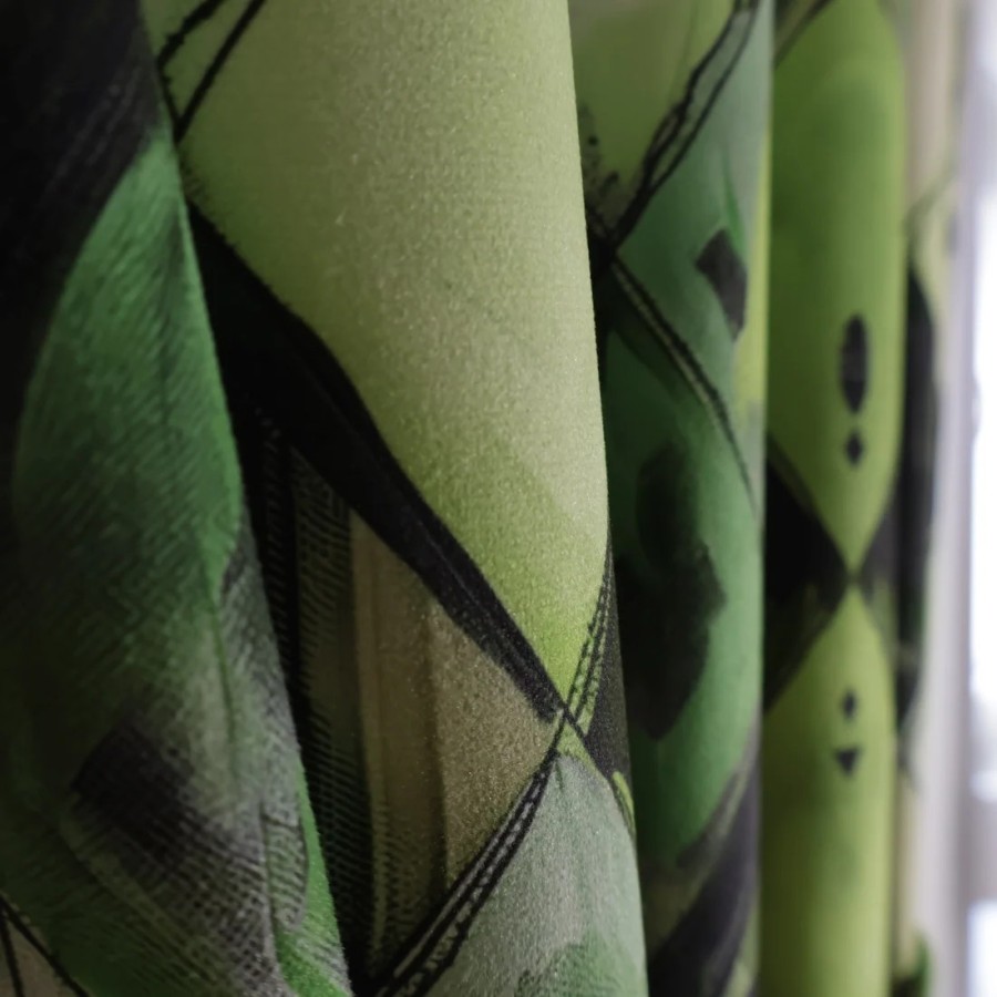 Zasłona efekt zamszu romby zielone 308 – Zasłony – zdjęcie 6