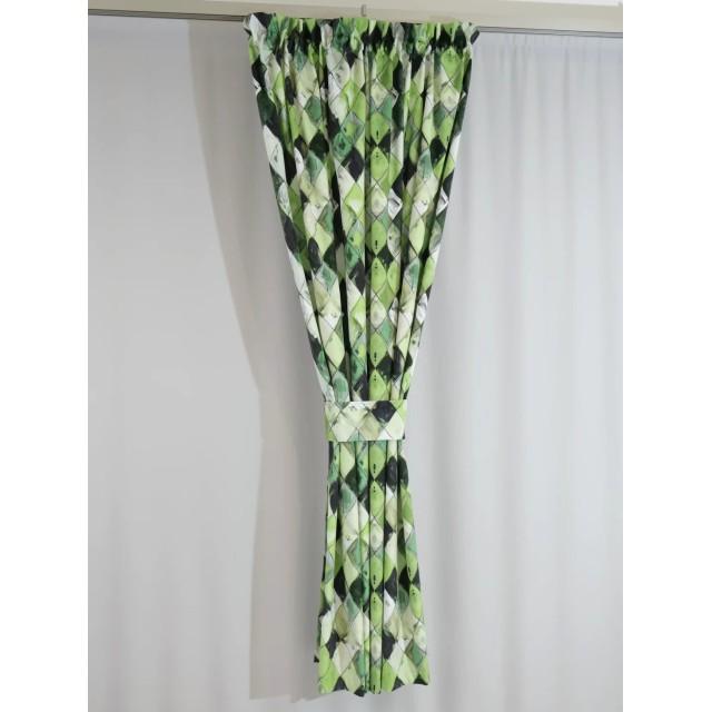 Zasłona zielona w romby – efekt zamszu, nowoczesny wzór 308 – Zasłony – zdjęcie 2